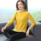 Winter Women Short Mid-High Collar Pullover Sweater Button Twist Loose Office Undershirt