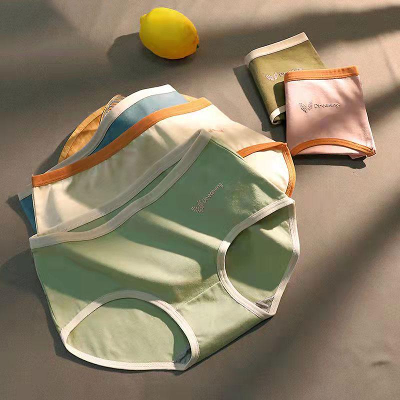 4PCS Girls Cute Underwear Ladies Sexy Underwear Cotton Graphene Antibacterial Inner Crotch Mid-waist Breathable Underwear Panties