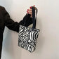 Spring and Summer All-match Leopard Zebra Student Outing Canvas Bag Tote Bag Mobile Phone Cloth Bag Handbag Female