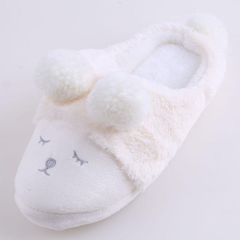 Cute Women Slipper Squinting Small Sheep Winter Fleece Warm Shoes Soft Indoor Slippers Casual Shoes