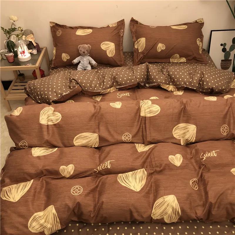 Brand New Washed Cotton Cartoon Quilt Cover Sheet Four-piece Cute Bedding