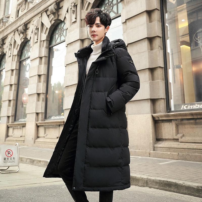Fashion Hooded Long Men's Down Jacket Autumn and Winter Plus Down Thick Warm White Duck Down Couple Down Jacket