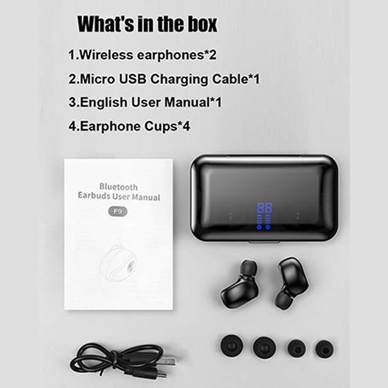 TWS 5.0 Bluetooth 8D Stereo Earbud Wireless Waterproof Earphones 2000mAh LED Power Bank Phone Holder