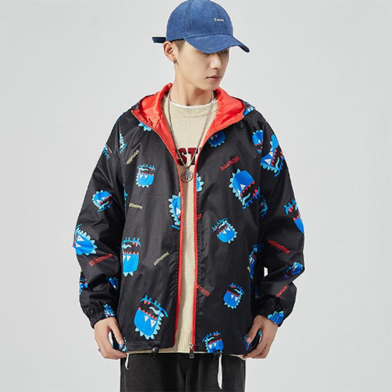 Men's Loose Plus Size Casual Windproof Hooded Jacket Men's Zipper Jacket Sports Jacket Student Jacket