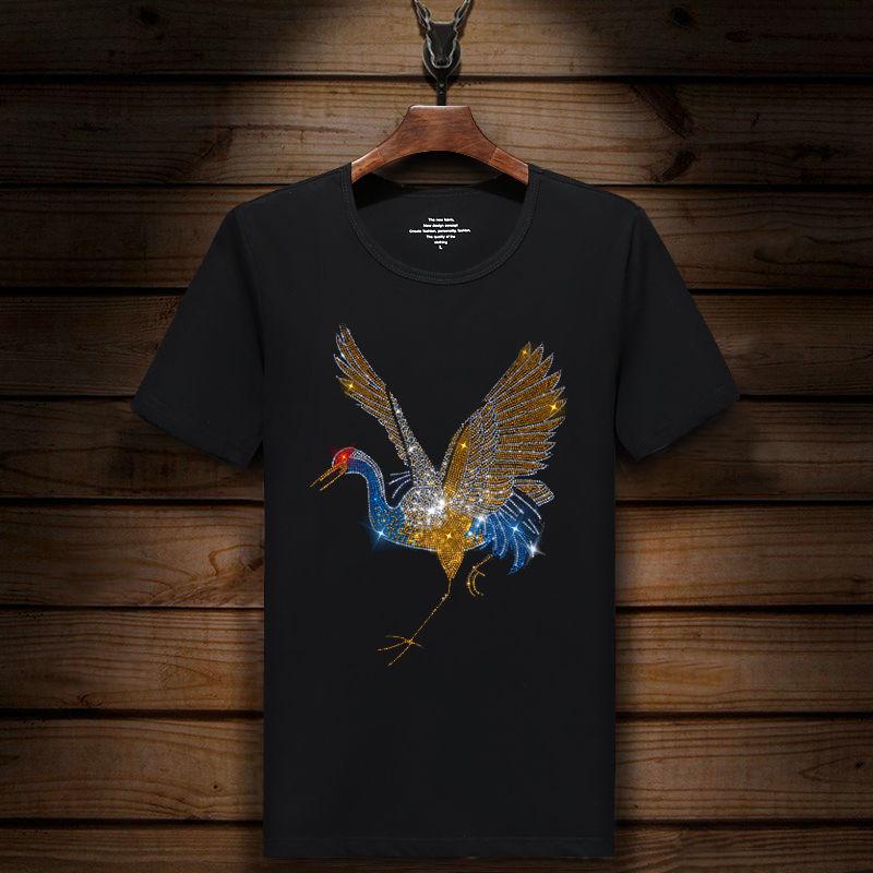 England Tshirt Man Print Short Sleeve T-shirt Men's fashion Summer Rhinestone eagle Bottom T Shirts