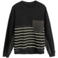 Autumn and Winter Men's Round Neck Stitching Striped Sweater Long-sleeved Loose Jacket Casual Thick Warm Top