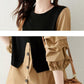 Fake Two-piece Top Shirt Black and White Three-quarter Sleeves Loose All-match Plus Size Women's Clothing