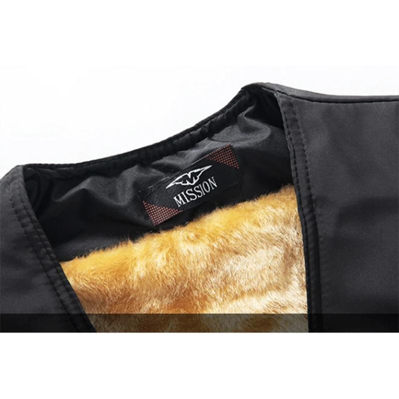Men's Autumn and Winter Warm Cotton Vest Middle-aged and Elderly Wool Liner Padded Business Casual Loose Waistcoat Top Cardigans Vest Coat