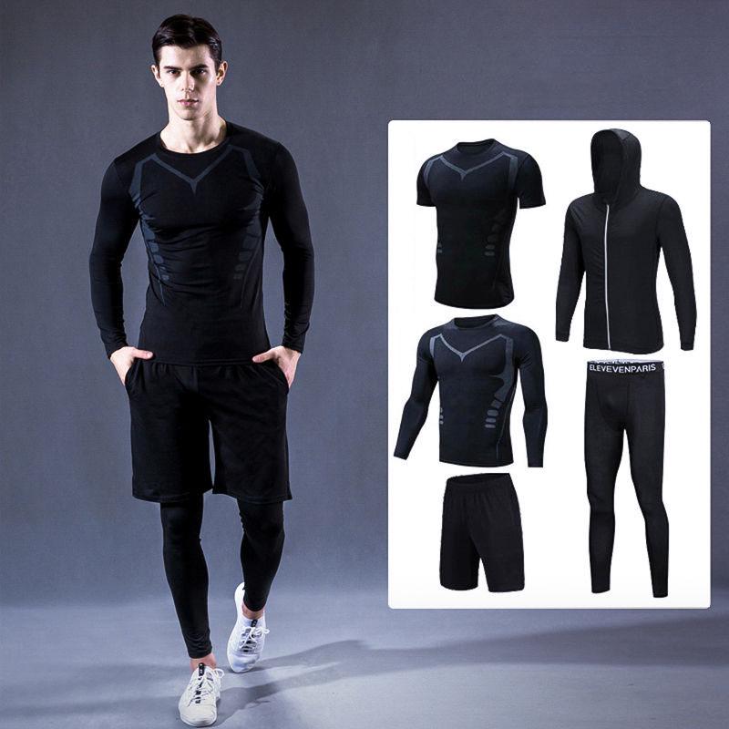 Men Sportswear Compression Sport Suits Quick Dry Running 5 Sets Sports Joggers Training Gym Fitness