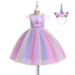 Kids Unicorn Dress for Girls Flower Appliques Ball Gown Little Girl Princess Dresses Elegant Party Costumes Children Clothing
