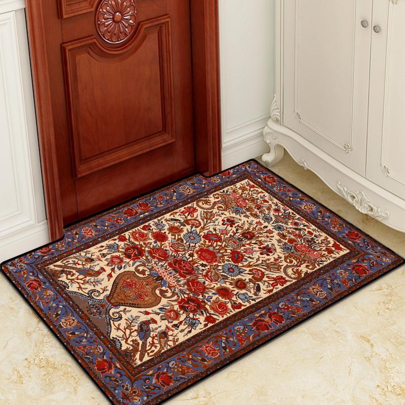 Retro Home Land Pad Door Pad Entrance Home Entoucted Porch Mat Door Foot Pad Water Absorbing Continental Carpet Living Room 60*90cm
