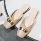 Size 35-40 Women All-match Shiny Slippers Outdoor Diamond High Heels Bohemian Beach Wear-resistant Non-slip Office Lady Baotou Sandals