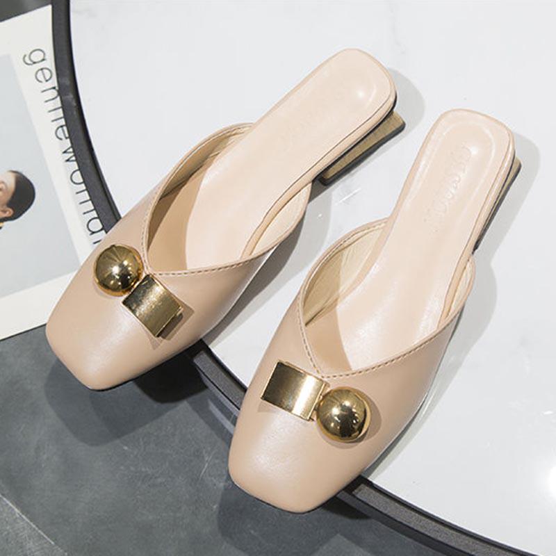Size 35-40 Women All-match Shiny Slippers Outdoor Diamond High Heels Bohemian Beach Wear-resistant Non-slip Office Lady Baotou Sandals