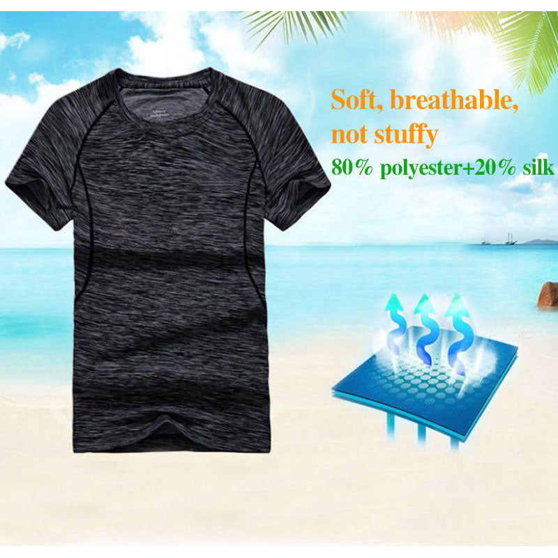 Men Sports T-shirt Outdoor Shirt Summer Breathable Casual Quick Dry Top Half Sleeve Elastic Off-road Tees Running Clothing