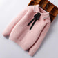 Autumn and Winter Mohair Knitted Sweater Cardigan Fashion Casual Jacket Cute Jacquard Pattern Girls Jacket
