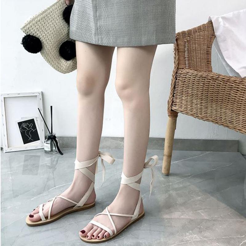 Sandals Women's Summer Beach Shoes Flat Straps Roman Shoes Casual Outdoor All-match Ladies Sandals