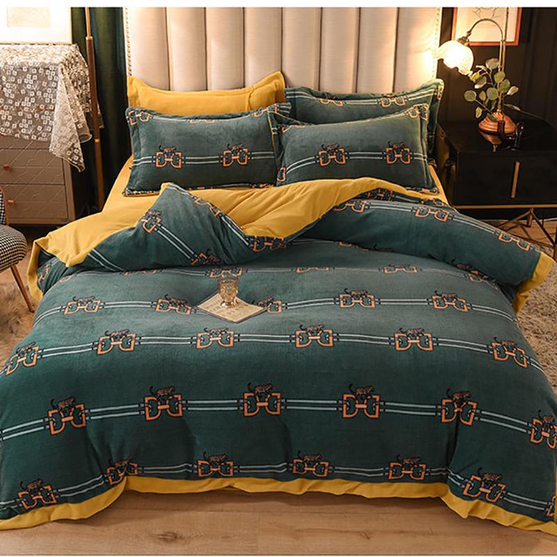Winter Milk Velvet Four-piece Coral Velvet Thick Duvet Cover Double-sided Flannel Bedding
