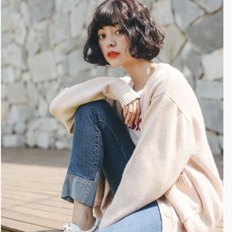 Spring and Autumn Loose Thick Sweater Fashion All-match Knitted Jacket Cardigan Casual Female Top