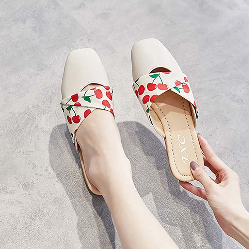 Outer Wear Half-supported Single Shoes Female Summer Sandals Without Heels Half-drag Lazy Wild All-match