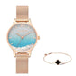 Women's Quicksand Starry Flash Diamond Quartz Watches Gradient Quartz Wrist Bracelet Watch Luxury French Niche Waterproof Watch