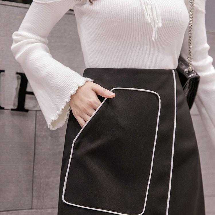 Women Sexy Split Fork A-line Hip Skirt Short Skirt Knee-length Zipper Elastic Waist Club Casual Home Office