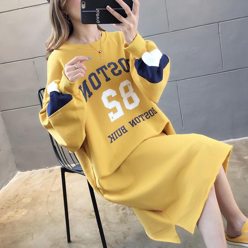 Large Size Mid-length Women's Sweater Autumn and Winter Fashion Trend with Letters Solid Color Women's Jacket