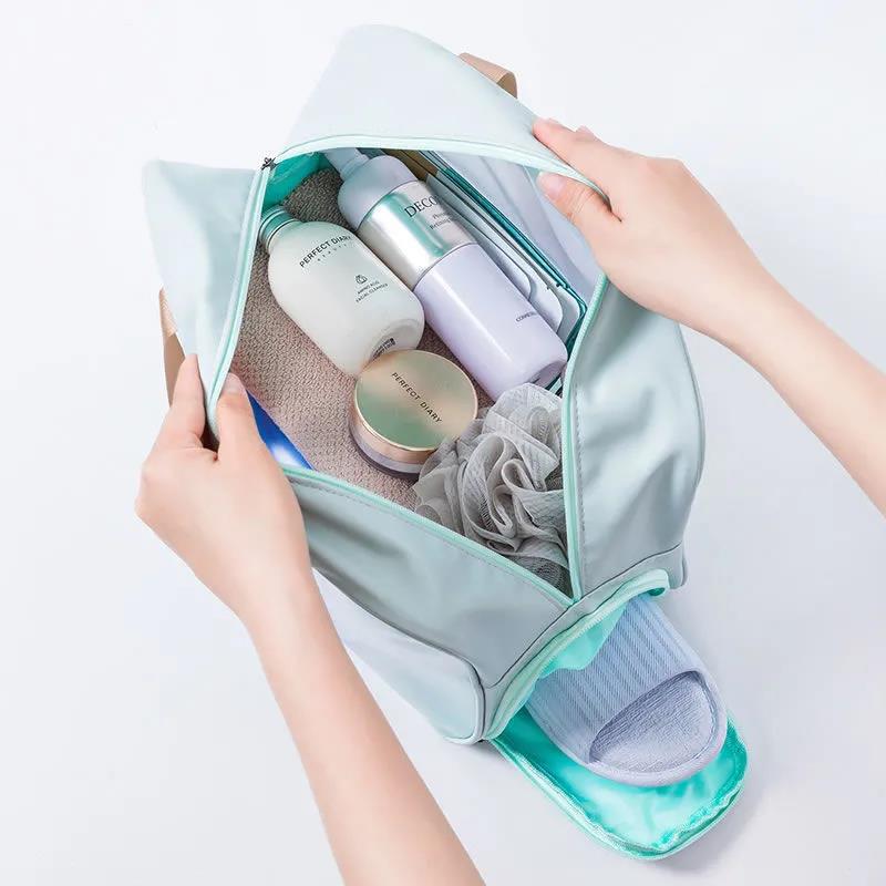 Dry and Wet Separation Toiletry Bag Cosmetic Bag Women Clear Handbag Waterproof for Bathing Swimming Beach Portable Transparent Bag