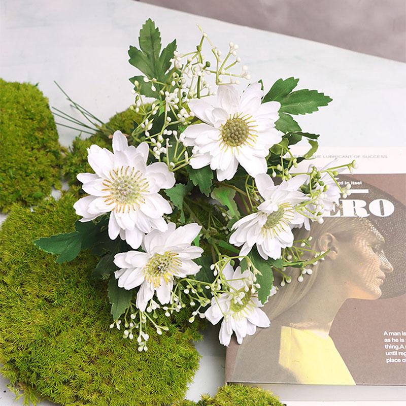 Small Daisy High-end Simulation Flower Living Room Decoration Home Decoration Bouquet Finished Chamomile Dried Bouquet Photo Props