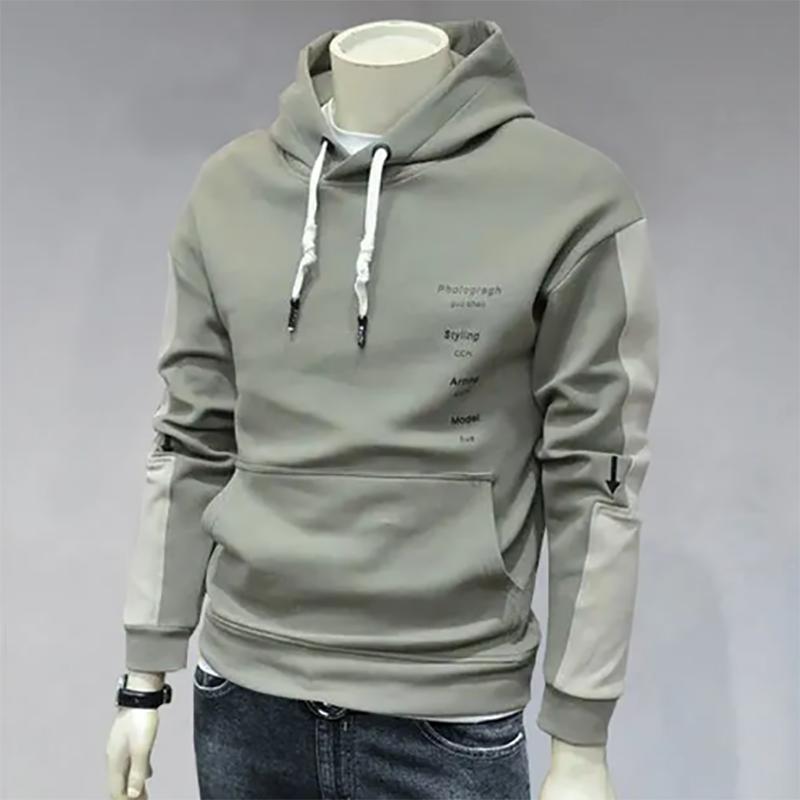 Men Autumn and Winter Hooded Jacket Men's Self-cultivation Stitching Korean Style Trendy Hedging Handsome Jacket