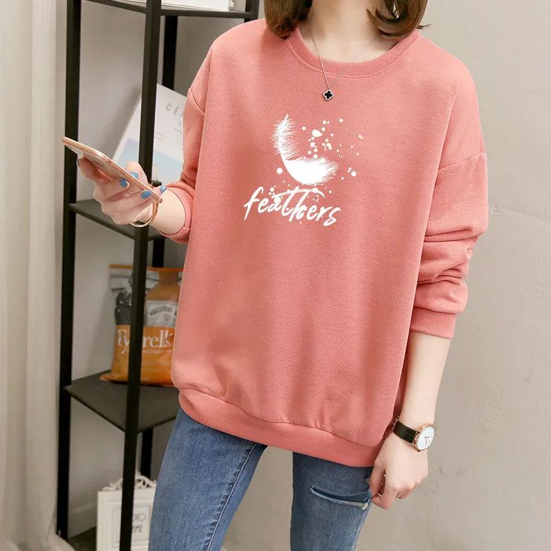 Spring and Fall Fashion Letter Round Neck Loose Women's Casual Sweatshirts