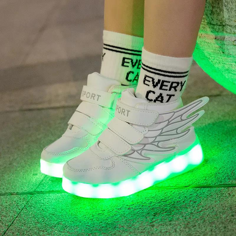 Children's Flash Shoes USB Charging and Cotton Luminous Children's Shoes Men's and Women's Luminous Fluorescent Shoes Baby Colorful Light Shoes