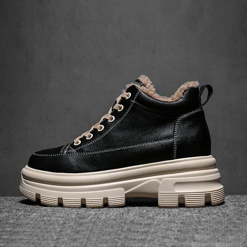 Plus Velvet High-top Shoes Women's Winter Wild Snow Boots Thick-soled Inner Increase Leisure Warm Cotton Shoes