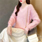 V-neck Long Wool Sweater Autumn and Winter Loose Bottoming Shirt Long Sleeve Fashion Sweater Women