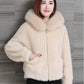 Fur Coat Women's Faux Sheep Shearing Hooded Women's Short Autumn and Winter Models of Fleece Fleece Coat