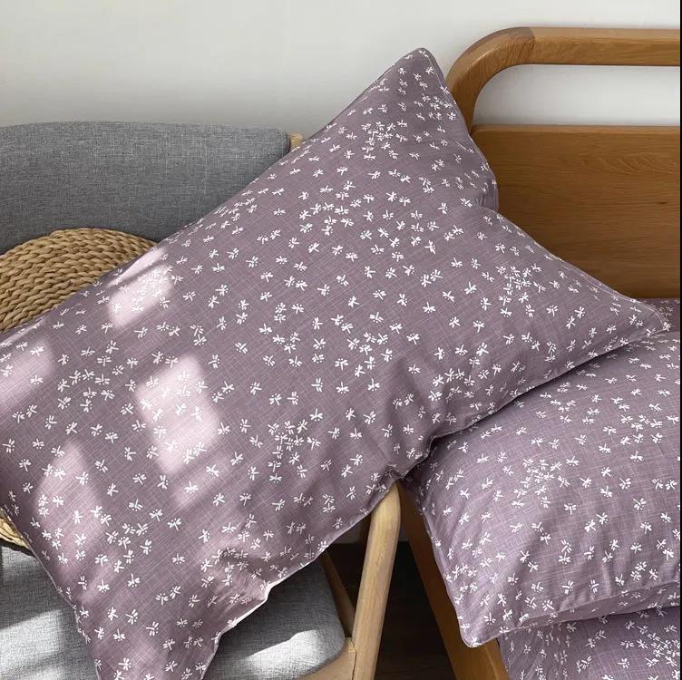 Two-pack of Twill Cotton Pillowcase Pastoral Style Floral Pillow Core Set Double Bed Bedding Set