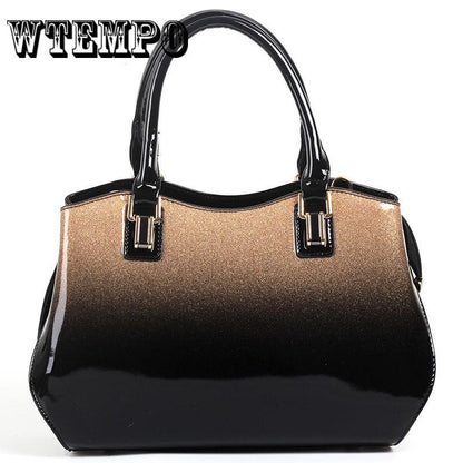 Fashion Patent Leather Handbag Portable Shoulder Bag Marriage Banquet Bag