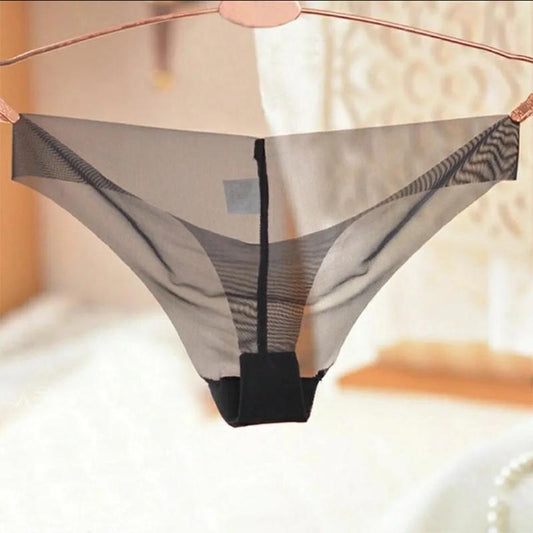 Ladies Panties Thin Ice Silk Seamless Low Waist Sexy One Piece Solid Color Antibacterial Crotch