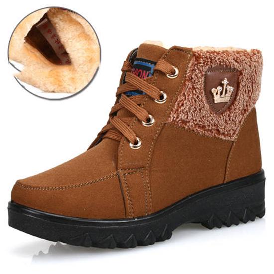 Women's Snow Boots Women Winter Fashion Lace Up Warm Fur Short 3 Colors