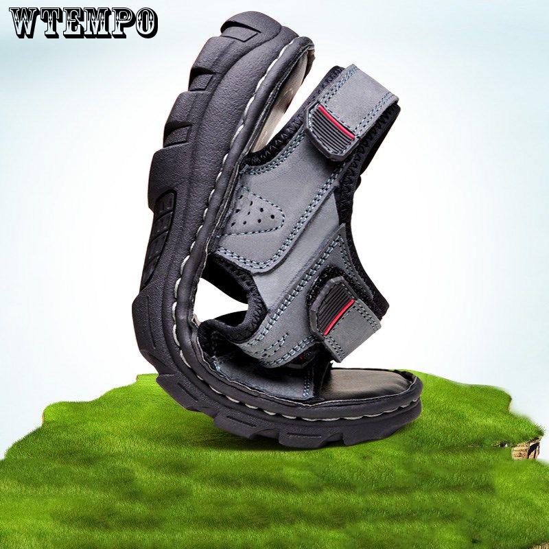 Brand Men Summer Fashion Sandals Beach Shoes Genuine Leather Comfortable Casual Shoes