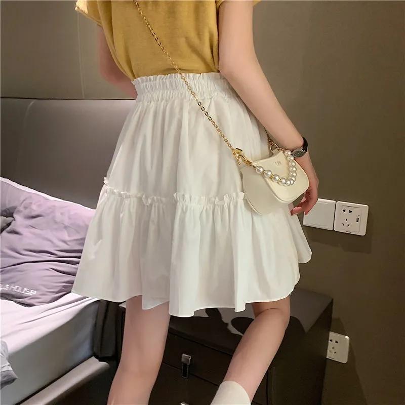 Fungus Edge Skirt Women's Summer Elastic Waist Cover Crotch A-line Short Skirt All-match Beach Short Skirt