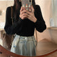 Winter Sweater Women Turtleneck Lantern Sleeve Solid Pullover Sweaters White Black Fall Fashion Knitted Tops Girl Jumpers