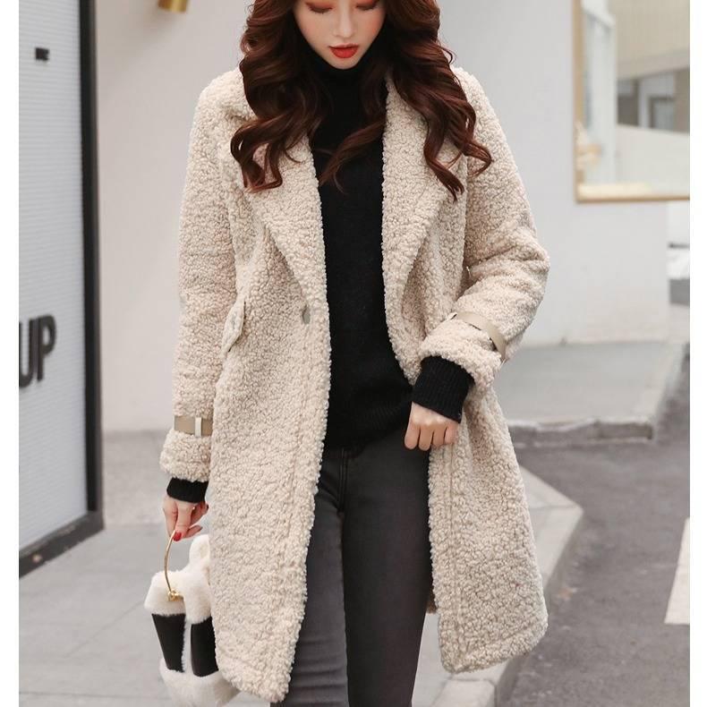 Women Coat Autumn Winter Faux Fur Jacket Coat Women Plush Overcoat 2019 Office Ladies Long Sleeve