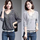 Large Size Hollow Knit Sweater Short Korean Loose V-neck Bat Sleeve Sweater Bottoming Shirt
