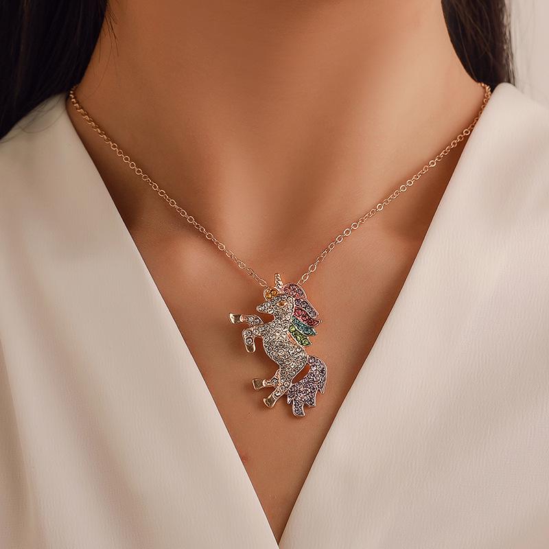Unicorn Necklace Color Micro-encrusted Pony Necklace