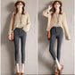 WTEMPO Thin and Irregular Jeans Feet Female Korean Version of The Slim Beggar Hole Nine Points Pencil Pants