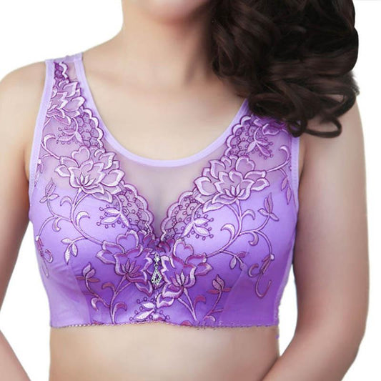 Autumn and Winter Thin Section Large Size with Steel Ring Full Cup Comfortable Breathable Anti-sagging Anti-glare Stereotype Adjustment Sexy Lace Bra