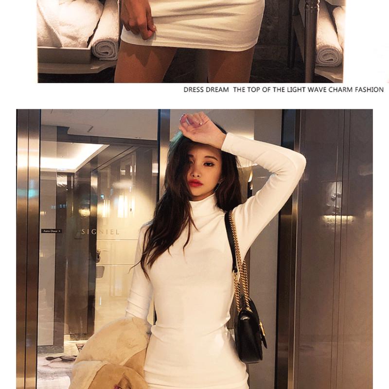 Pofulove  Temperament Slim Hip Skirt Skirt Dress Warm Tide Plus Velvet Thick Turtleneck Slim Fit