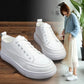 Female Leather White Shoes Spring and Summer Female Students Flat Bottom Shoes Casual Shoes White Shoes Walking Tall Shoes