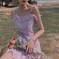 Sling Dress Slimming Short Skirt Female Gentle Wind Sweet Cute Sling Dress Ladies Dress Fabric Light and Breathable Ruffled Cute Princess Style