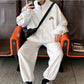 Casual Suits Men's Spring and Autumn Suits Tide Brand Striped Cardigan Jacket Loose Rainbow Sportswear Two-piece Set